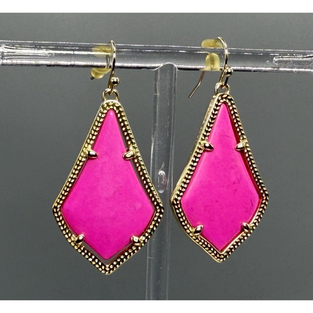 Kendra Scott Alex Magenta Magnesite 14K Gold Plated Drop Earrings Retired